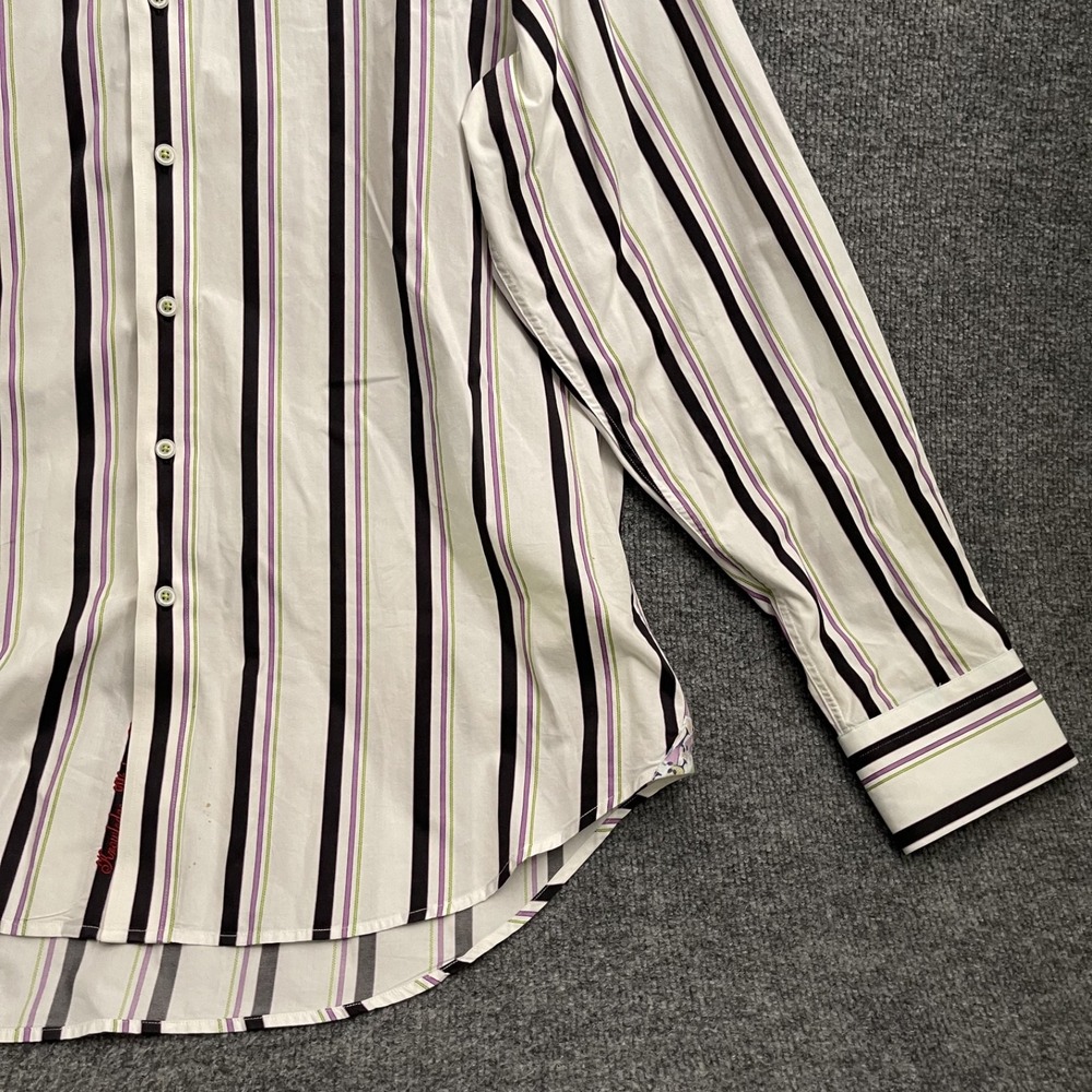Robert Graham Dress Shirt Men's Sz XL Classic Fit Button Up Long Sleeve Striped - Picture 4 of 14
